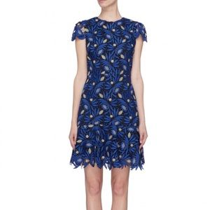 Alice & Olivia Imani Cap-Sleeve Floral Lace Fit & Flare Dress
